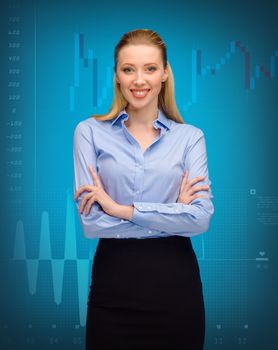 business and education concept - friendly young smiling businesswoman