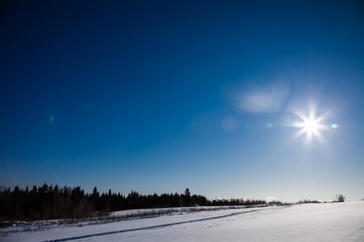 Rural Landscape and Sunlight during Winter