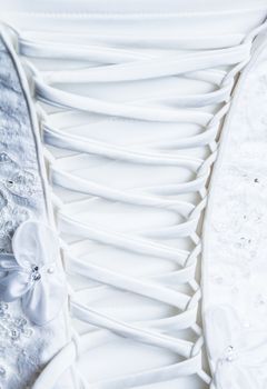 Back Laces and Details of the Bride Wedding dress