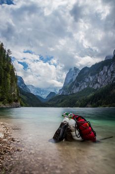 Scuba diving in high mountains lake Austria