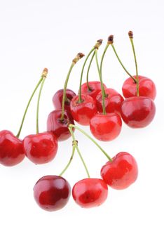 Sweet red cherries isolated on a white background