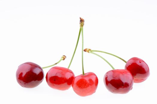 Sweet red cherries isolated on a white background