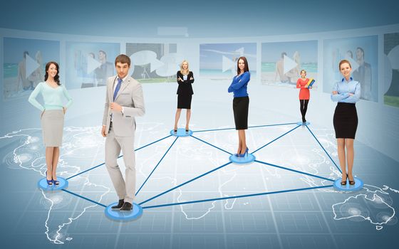 business and networking concept - social or business network