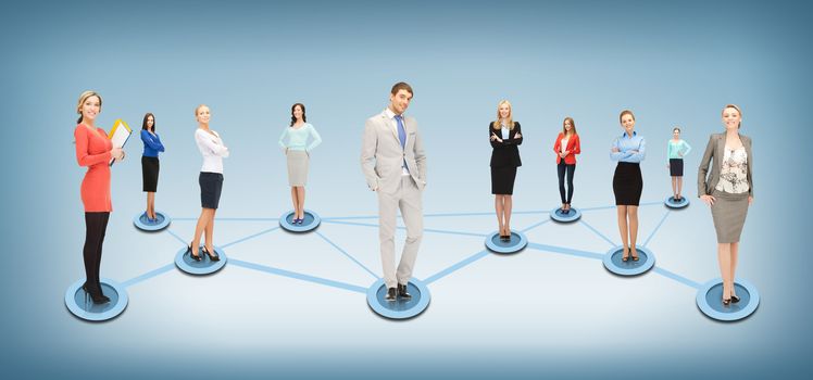 business and networking concept - social or business network