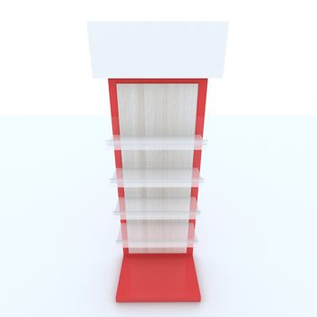 Color red shelf design on white background.