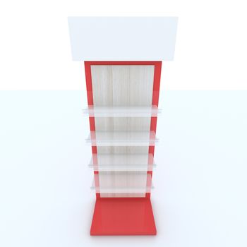 Color red shelf design on white background.