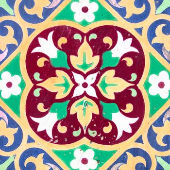 Ceramic tile closeup, floral pattern