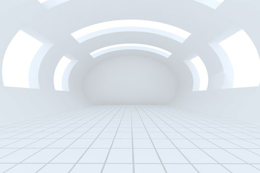 Abstract white empty room with structure curve