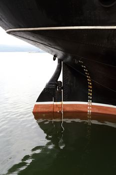  the keel of sea ship close up