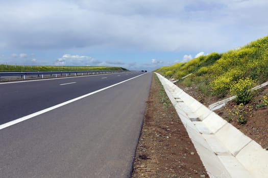 View from a Bulgarian highway in spring