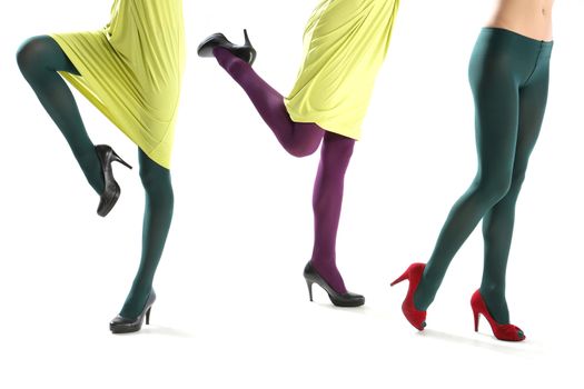 Female legs in colorful tights