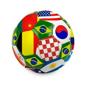 Soccer ball with brazilian flag isolated in white