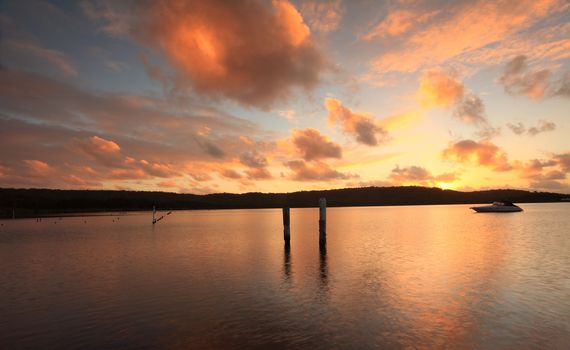 Amazing sunset over beautiful Eensville on the Central Coast of Australia