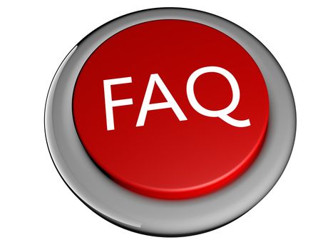 Button with letters "FAQ" for "Freqeuntly Asked Questions", 3d render