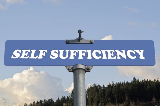 Self sufficiency road sign