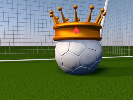 Soccer ball with golden crown, 3d render