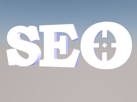 Text "SEO" with target in the O, 3d render