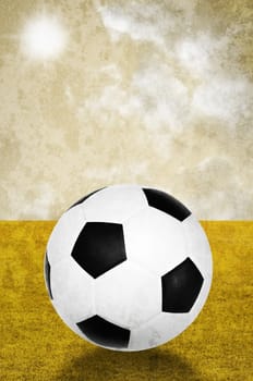 Soccer with field and sky background, Vintage style