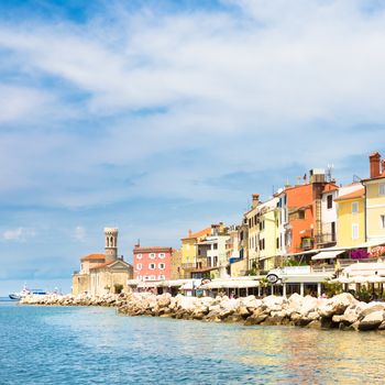 Picturesque old town Piran - beautiful Slovenian adriatic coast.