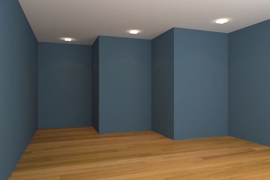 Home interior rendering with empty room color wall and decorated with wooden floors.