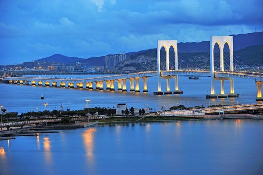 The night scenery of bridge in Macau