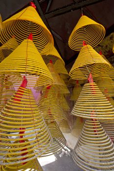 Spiral Chinese prayer joss-sticks in A-ma temple, Macau.