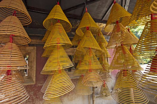 Spiral Chinese prayer joss-sticks in A-ma temple, Macau.