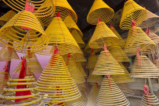 Spiral Chinese prayer joss-sticks in A-ma temple, Macau.