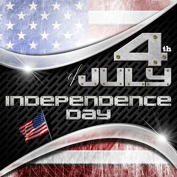 US flag on black background with metallic grid and phrase "4th of July - Independence Day"
