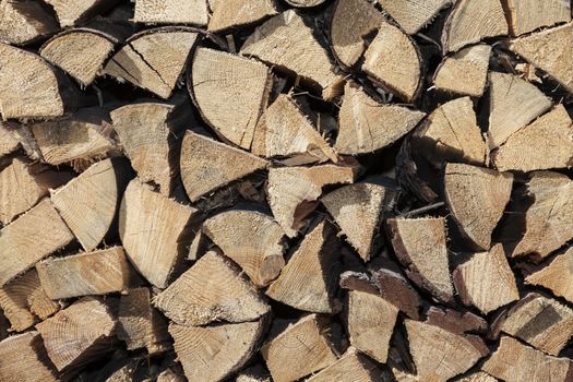 texture and background concept - stacked firewood