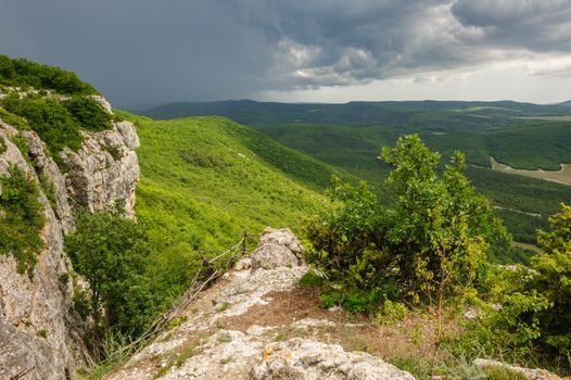 Before storm at the edge of the cliff, Crimea, Ukraine or Russia