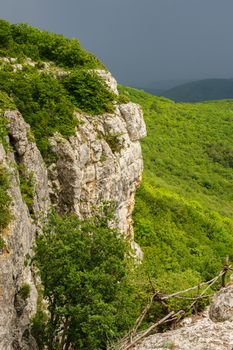 Before storm at the edge of the cliff, Crimea, Ukraine or Russia