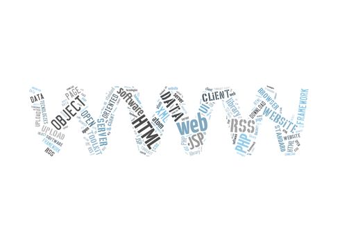 Word Cloud Illustration of Web Technology on white