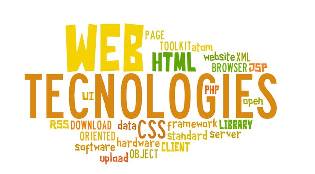 Word Cloud Illustration of Web Technology on white