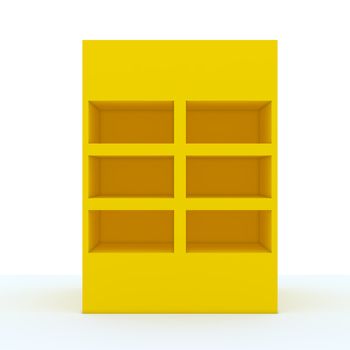Color yellow shelf design with white wall