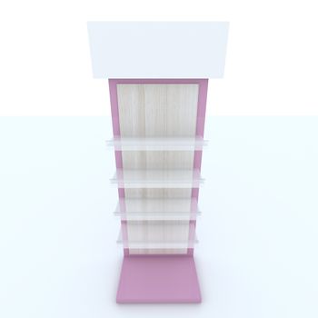Color pink shelf design on white background.