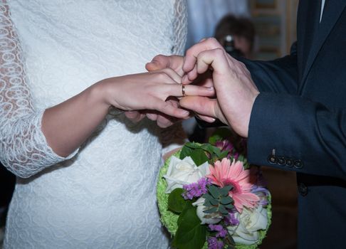 bride and groom in the wedding Palace