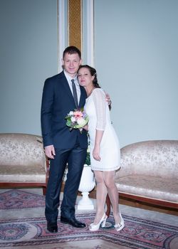 bride and groom in the wedding Palace