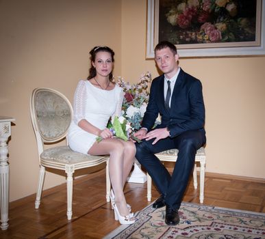 bride and groom in the wedding Palace