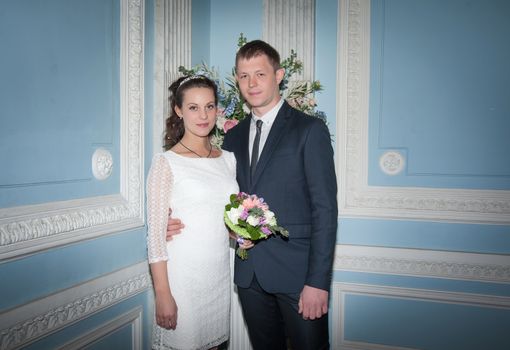 bride and groom in the wedding Palace