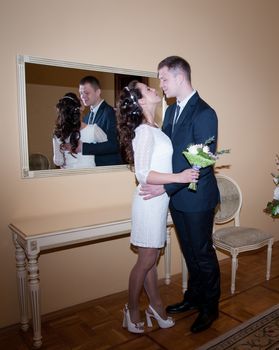 bride and groom in the wedding Palace