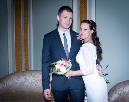 bride and groom in the wedding Palace