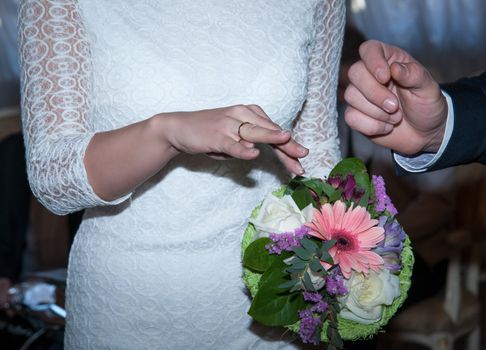 bride and groom in the wedding Palace