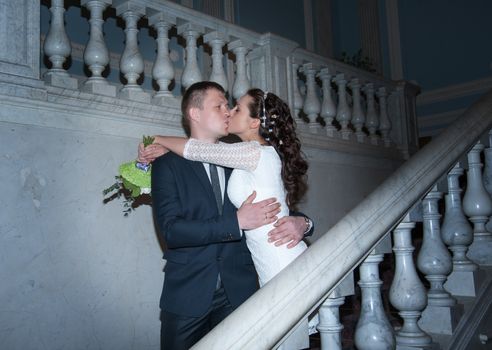 bride and groom in the wedding Palace