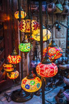 Arab street lanterns in the city of Dubai in the United Arab Emirates