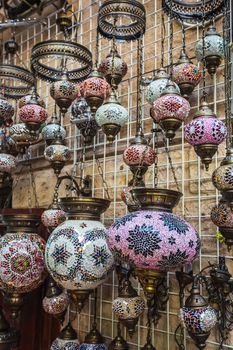 Arab street lanterns in the city of Dubai in the United Arab Emirates