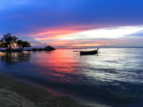 Wongamat Beach Nightfall, North of Pattaya City, Thailand.