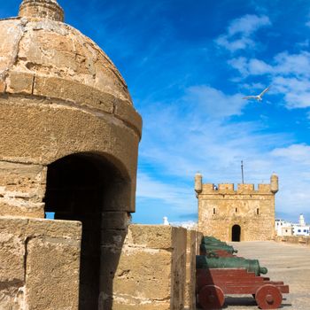 Port fort in Essaouira, city in the western Morocco on the Atlantic coast. It has also been known by its Portuguese name of Mogador. Morocco north Africa.