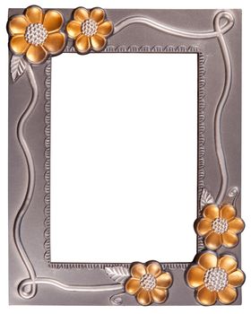 antique flower silver and gold frame isolated on white