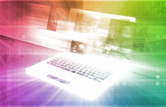 Computer Technology with Laptop and Digital Art